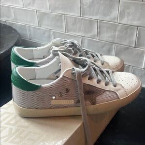 FAUX GG White and Green Star Sneakers